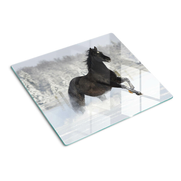 Glazen snijplanken Een paard in een winterlandschap