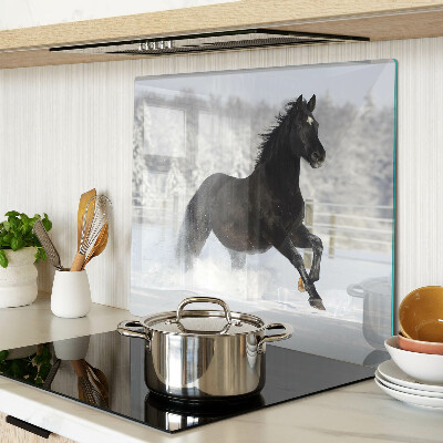 Glazen snijplanken Een paard in een winterlandschap