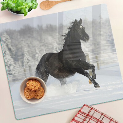 Glazen snijplanken Een paard in een winterlandschap