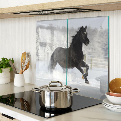 Glazen snijplanken Een paard in een winterlandschap