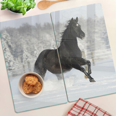 Glazen snijplanken Een paard in een winterlandschap