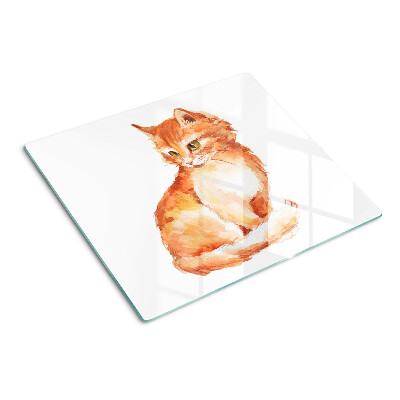Snijplanken glas Tekening van een gemberkatje