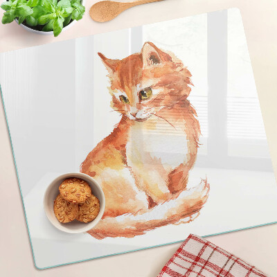 Snijplanken glas Tekening van een gemberkatje