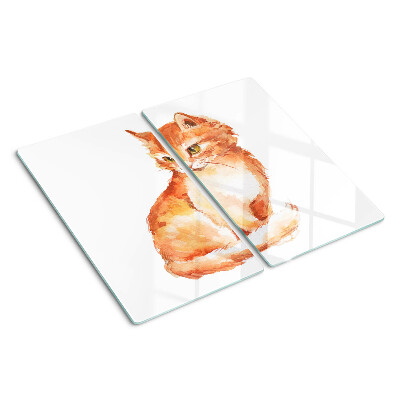 Snijplanken glas Tekening van een gemberkatje