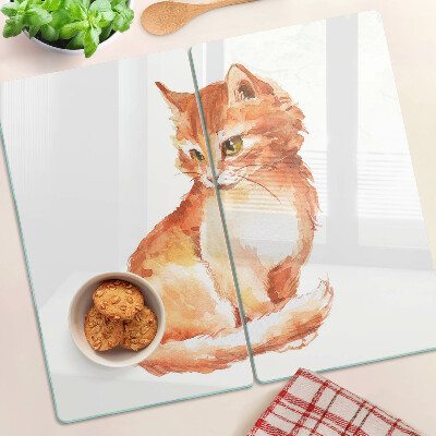Snijplanken glas Tekening van een gemberkatje