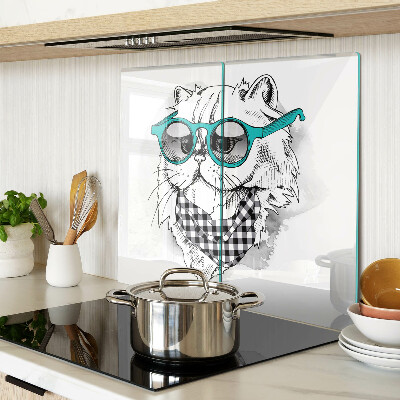 Glazen snijplanken Tekening van een kat met een zonnebril