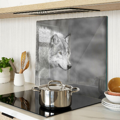 Snijplanken glas Wolf in zwart-wit
