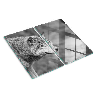 Snijplanken glas Wolf in zwart-wit