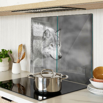 Snijplanken glas Wolf in zwart-wit