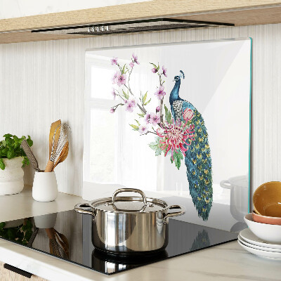 Snijplanken glas Pauw met bloemen