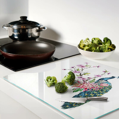 Snijplanken glas Pauw met bloemen