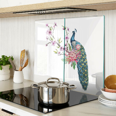 Snijplanken glas Pauw met bloemen