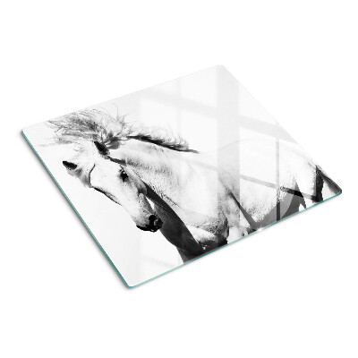 Snijplanken glas Paard in zwart-wit