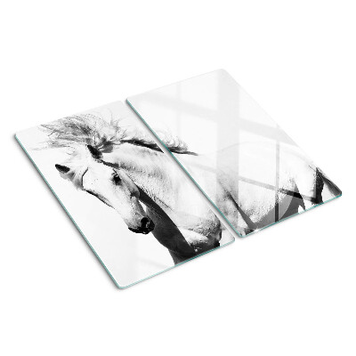 Snijplanken glas Paard in zwart-wit