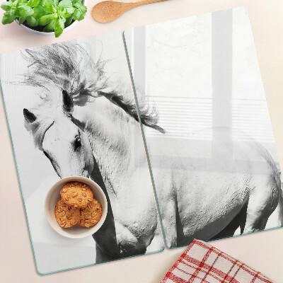 Snijplanken glas Paard in zwart-wit