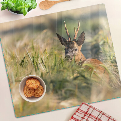 Glazen snijplanken Een hert in een veld