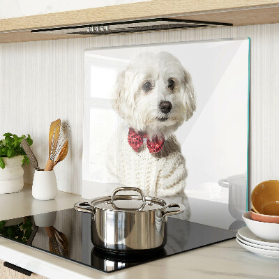 Glazen snijplanken Hond in een trui met een strik