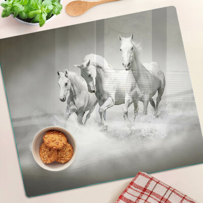 Snijplanken glas Paarden in het water