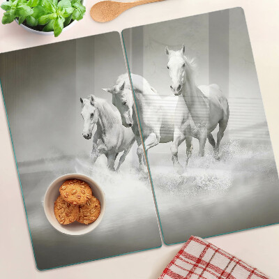 Snijplanken glas Paarden in het water