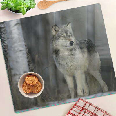 Snijplanken glas Wolf in een bosrijke omgeving