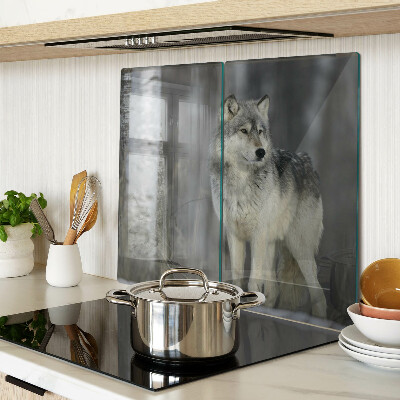 Snijplanken glas Wolf in een bosrijke omgeving