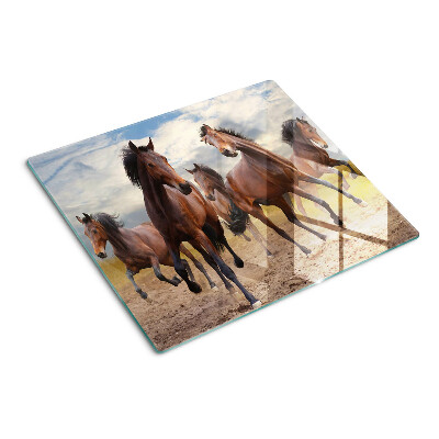 Snijplanken glas Paarden rennen in de weide