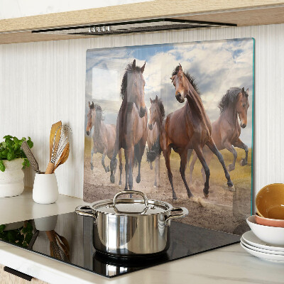 Snijplanken glas Paarden rennen in de weide