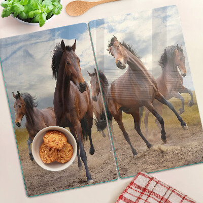 Snijplanken glas Paarden rennen in de weide