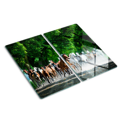 Glazen snijplanken Galopperende paarden in de natuur