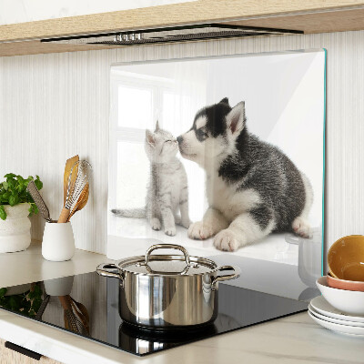 Snijplanken glas Kitten en puppy in vriendschap