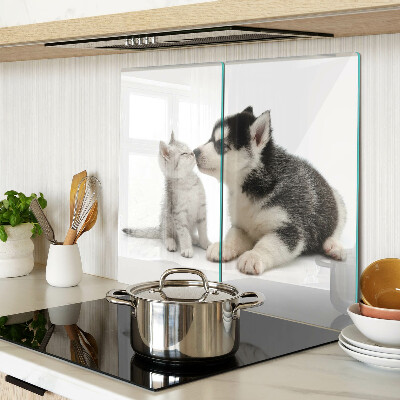 Snijplanken glas Kitten en puppy in vriendschap