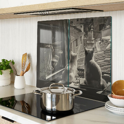 Glazen snijplanken Katten bij het raam