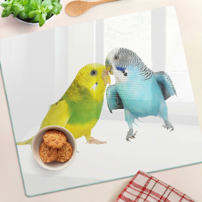 Snijplanken glas Gele en blauwe papegaaien
