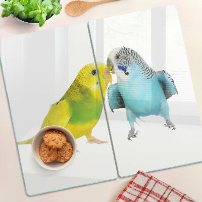 Snijplanken glas Gele en blauwe papegaaien