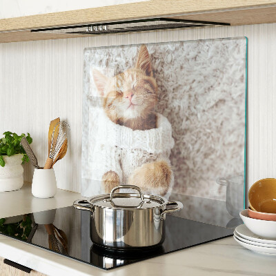 Snijplanken glas Schattige poes in een trui