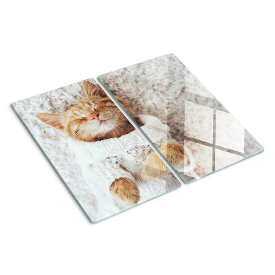 Snijplanken glas Schattige poes in een trui