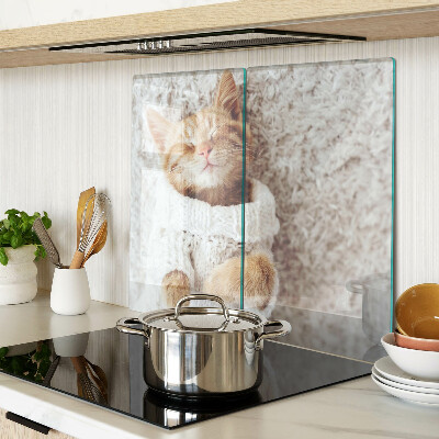 Snijplanken glas Schattige poes in een trui