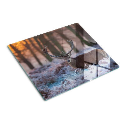 Glazen snijplanken Herten in het winterbos
