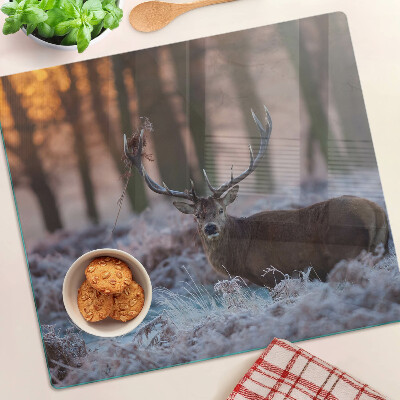 Glazen snijplanken Herten in het winterbos