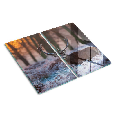 Glazen snijplanken Herten in het winterbos