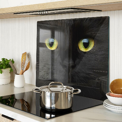 Glazen snijplanken Zwarte kat met groene ogen