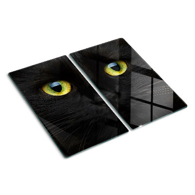Glazen snijplanken Zwarte kat met groene ogen