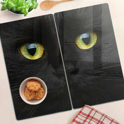 Glazen snijplanken Zwarte kat met groene ogen