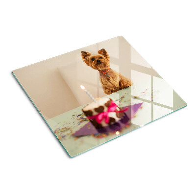 Snijplanken glas Hond aan tafel met taart