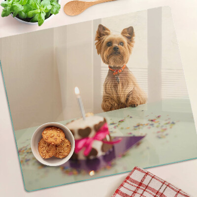 Snijplanken glas Hond aan tafel met taart