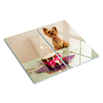 Snijplanken glas Hond aan tafel met taart