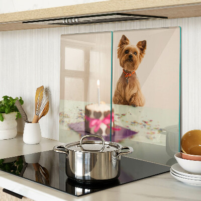 Snijplanken glas Hond aan tafel met taart