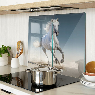 Snijplanken glas Wit paard in beweging