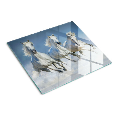 Snijplanken glas Witte paarden galopperen
