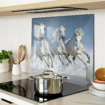 Snijplanken glas Witte paarden galopperen